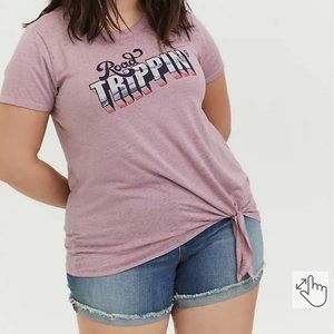 NWT Torrid Road Trippin'  Mauve Pink Tie Front Tee
